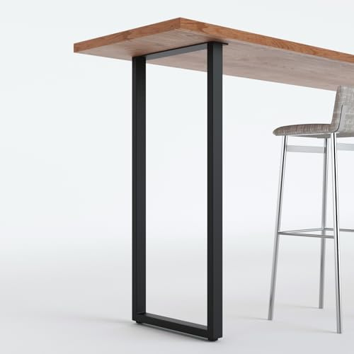 Homtone 2er-Set Metall Tischbeine Schwarz, 105cm H x 45cm B - Quadratisch | Robustes Kohlenstoffstahl Tischgestell für DIY Hochtische, Bartische, Frühstückstische