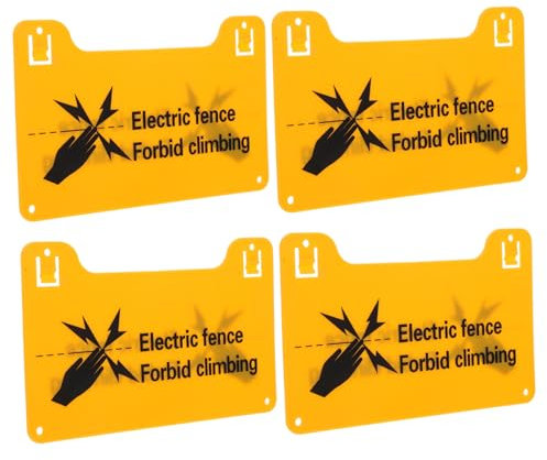 KONTONTY 4 Stück Warnschilder Für Elektrozäune Kunststoff Warnschild 20x12,8cm Wetterfest Mit Vorgebohrten Löchern Zur Hof Hausabsicherung