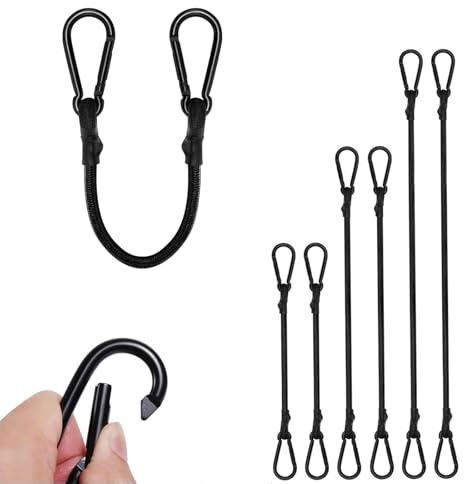 6er Set Spanngummi mit Haken, Tension Elastic Strap mit Karabiner, Gepäckspanner Expander, Extra Stark Gummispanner für Sonnensegel, Tarps, Garten, Fahrrad, Auto, Ladung