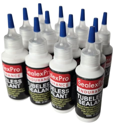 Qty 12 SealexPro Tubeless Tire Endurance Sealant 2oz Bottles Fast-Sealing, Long-Lasting Puncture Protection for Bikes