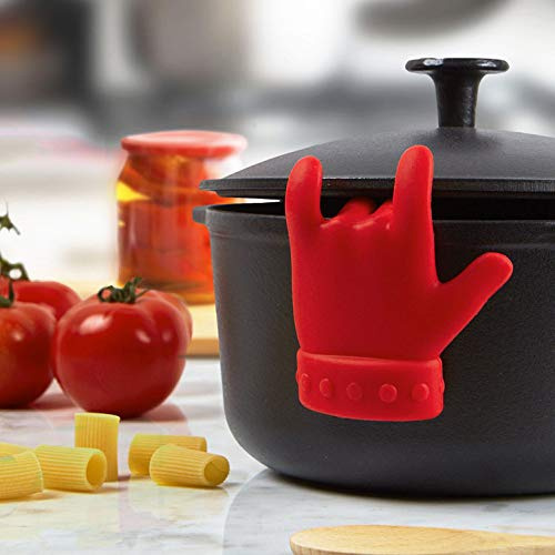PAIKIUU Pot Lid Lifts Pot Lid Lifter Silicone Steam Releaser for Pot Lid Saver Lid Sid Spoon Rest Finger Spoon Holder for Cooking Spoons Kitchen Tool Accessories