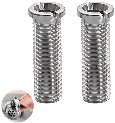 Lot de 2 vis creuses pour évier, bonde, panier à tamis en acier inoxydable, vis creuse pour bonde à tamis pour bonde d'évier, tamis de vidange, évier de cuisine, accessoires d'évier de cuisine (45 mm
