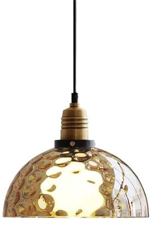 9.8in american retro style coffee shop pendant light amber glass dome pendant lights e27semi-embedded adjustable hanging wire chandelier for bedroom dining room bar corridor