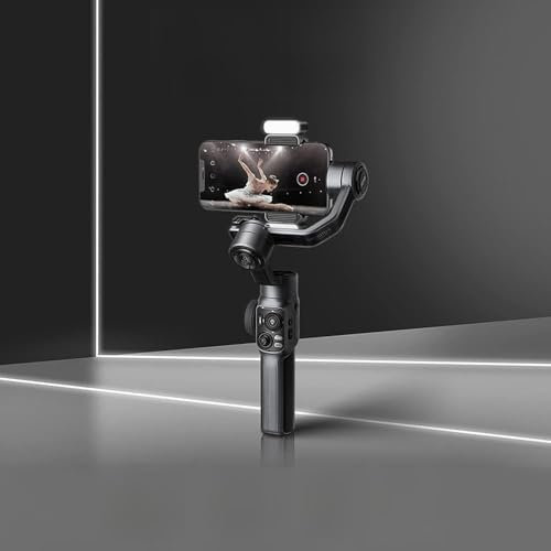Qukaim SMOOTH-Q4 - Estabilizador de cardán de mano de 3 ejes para smartphone, cardán portátil de Vlog con varilla extensible integrada de 215 mm, mini trípode, carga útil máxima de 280 g, control de