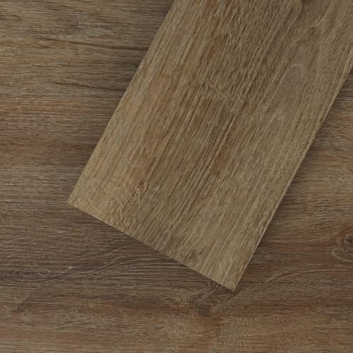 Mysflosy Självhäftande vinylgolv, PVC-golvbeläggning träutseende vattentät, ek mandelbrun 15,24 cm x 91,44 cm vinyl golvbeläggning, 36 plankor, skydd 5 m²