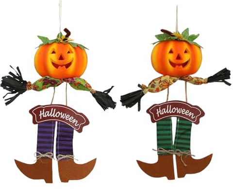Realistische Stoff-Kürbis-Dekoration, Halloween-Kürbis-Hängeornament, für Innen- und Außenbereich, Urlaubsdekorationen, Halloween-Türdekoration, 2 Stück
