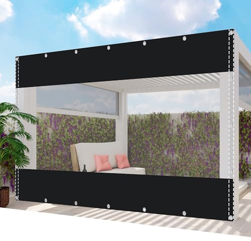 Telone impermeabile nero 2,5 x 2,8 m 500 g/m² PVC con occhielli per padiglioni, balconi, giardini, rifugi per piante, serre e tetti per animali domestici.