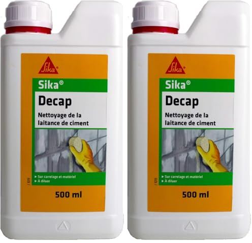 SIKA - Décapant nettoyant à diluer pour laitance de ciment de carrelage et matériel - Sika Decap - Intérieur/Extérieur -Dissout le ciment durci - 500ml (Lot de 2)