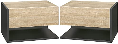 HOMCOM Floating Bedside Table Modern Wall Mounted 46 x 30 x 30 cm Oak Tone