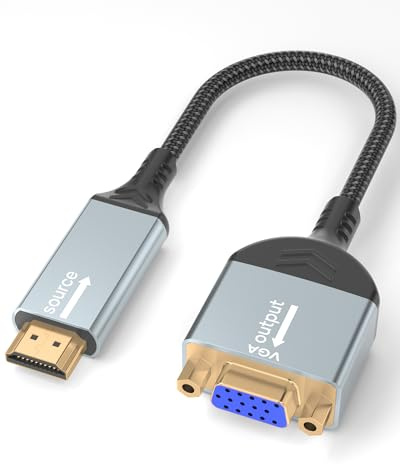 familaha Adaptador HDMI a VGA, convertidor HDMI a VGA (Macho a Hembra), 1080P@60Hz Compatible con PC, computadora, Laptop, Monitor, proyector, HDTV, Chromebook, Raspberry Pi