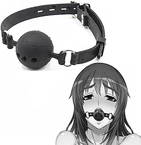 1 Bola de Boca de Silicona de Cuero Negro para Parejas
