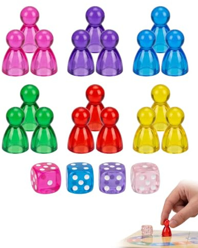 YIPFEN 24 pedine e 4 dadi colorati per dama gioco da tavola e attività educative