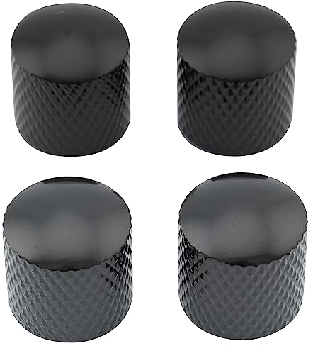 Musiclily Metrisch Gitarren Potiknöpfe Metall Knöpfe Volume Tone Dome Knobs für E-Gitarre Bass, Schwarz(4 Stück)
