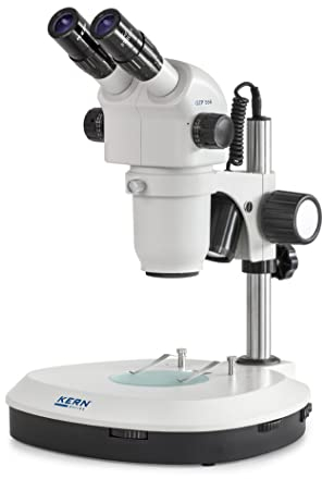 KERN Optics Stereo-Zoom Mikroskop für Flexible und Professionelle Anwender, Binokular Tubus, 0.6x - 5.5x Objektiv, Säule, 3W-LED Auflicht, Durchlicht