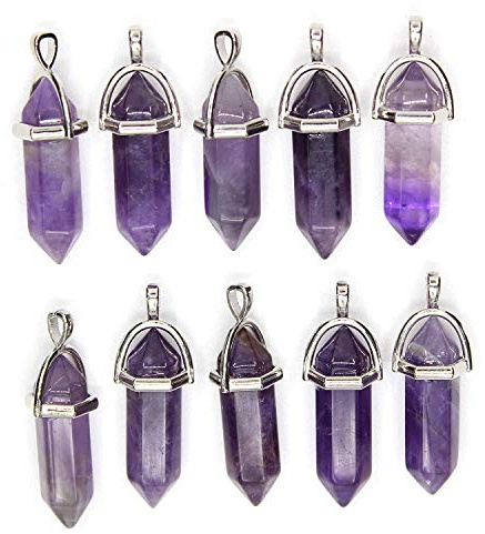10PCS Crystal Making Amethyst Necklace Pendant Healing Crystal Charms