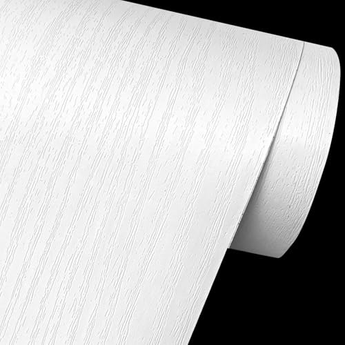 Yifely Solid White Wood Grain Shelving Paper Removable Vinyl Shelf Liner Door Table Cabinet Sticker 17.7 Inch by 9.8 Feet