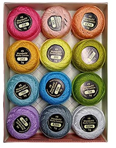 Wonderfil Eleganza #8 Perle Baumwolle Stickgarn Sampler Collection Pastell