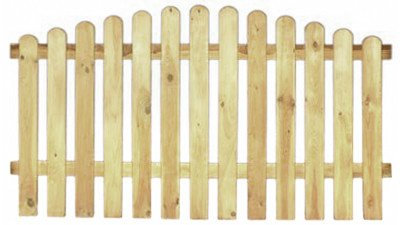 StaketenZaun 'Premium' 180x85/100cm - oben – kdi / V2A Edelstahl Schrauben verschraubt - aus getrocknetem Holz glatt gehobelt – oben gebogene Ausführung - kesseldruckimprägniert