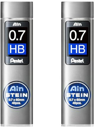 Pentel Ain Stein Mechanical Pencil Lead, 0.7mm HB, 40 Leads (C277-HB)- 2 PACK