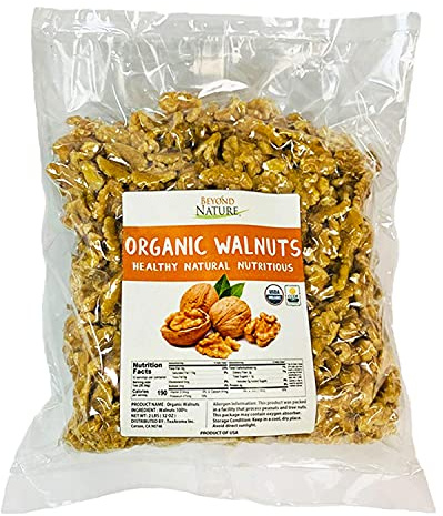 Beyond Nature Organic Raw Walnuts – Unsalted 2 Pound (32 oz) Vacuum Sealed, Non GMO, No Salt, Low Carb, Keto Friendly & Vegan Snack