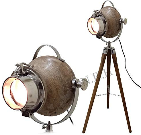 Trípode de madera con diseño para iluminación de suelo