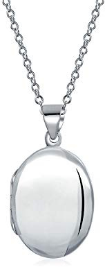 Bling Jewelry Pequeño X Pequeño Sencillo Domo Óvalo Relicarios De Fotos Para Mujeres Y Adolescentes Guardan Imágenes Pulido Collar Colgante Relicario De Plata .925 0.75 Pulgadas
