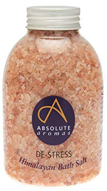 Absolute Aromas Sels de Bain De-Stress Anti-Stress 625g - Sel Naturel Rose d'Himalaya Infusé Infusé d'Huiles Essentielles Pures à 100% - Huiles de Bergamote, Ylang Ylang, Encens et Huile de Jasmin