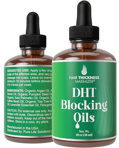 DHT Blocker for Women, Men – Strengthens & Hydrates Thinning, Dry Hair for a Healthier-Looking Scalp – Vegan & Unscented 1oz Serum