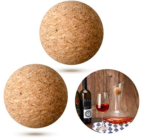2 Stück Wein Kork Kugel Holz Kork Kugel Stopper für Wein Karaffe Flasche Ersatz (2,1 Zoll/ 5,5 cm)