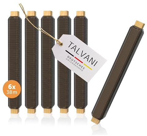 Talvani Basteldraht [3x|6x|9x] in grün silber schwarz mix – Hochwertiger Blumendraht zum Basteln – Rostfreier Draht – Verbesserter Bindedraht für Pflanzen lackiert, Ø 0,65 mm | 38 m (Schwarz, 6er)