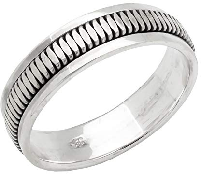 Treasure Bay Ring für Damen und Herren, 7 mm, Totenkopf, keltischer Knoten, Pferdegeflecht, 925er-Sterlingsilber, Spinner/Spinning/Spinnring, Stressabbau, Größe 56,5, 5, 5, 5, 6, 76, 7, Sterling