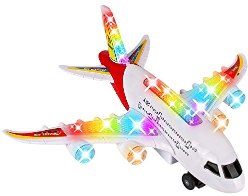 alles-meine.de GmbH Flugzeug Modellwahl Motor - Wendeautomatik - Sound Geräusche + Licht - selbstfahrend - bewegliche Räder - 22,5 cm - groß - Spielzeugflugzeug - Flugzeuge /..