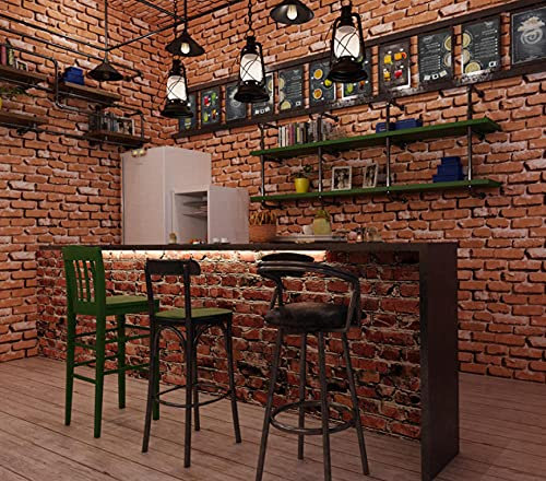 selbstklebende tapete Retro orange 3D dreidimensionale Nachahmung Ziegelsteinmuster Ziegel moderne 3D Optik für Wohnzimmer, Schlafzimmer oder Küche inklusive Newroom Tapezier