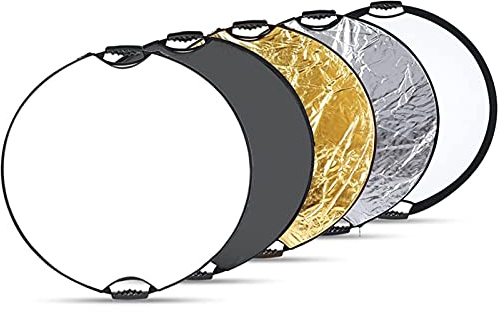 ZEACCT 11.8 / 30cm 5-in-1 Collapsible Round Multi Disc Reflector, Gold, Silver, Black, White, Translucent, Folding Reflector with Bag, for Photography Lighting & Outdoor Lighting