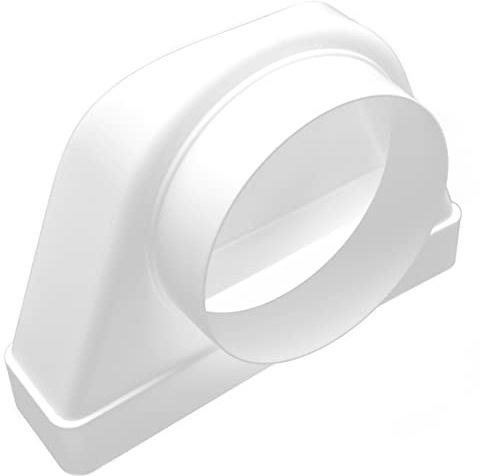 H&C VENT PVC Umlenkstück für Flachkanal 125mm Ø auf 55 x 220 mm - Rohr auf Flachkanal Adapter für Dunstabzugshaube, Lüftungskanal - Rohrverbinder für rechteckiger Absaugschlauch & Abluftschlauch
