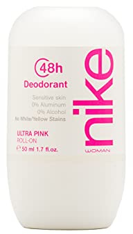 NIKE - Ultra Pink 50 ml, deodorante da donna Roll-On, deodorante antimacchia per pelli sensibili, 0% alcol e 0% sali di alluminio, a lunga durata, fragranza orientale Gourmand