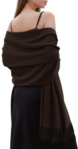 RIIQIICHY Brown Pashmina Shawls and Wraps for Women Wedding Ladies Winter Scarf