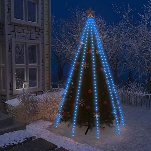 Tidyard Weihnachtsbaum Lichternet, Weihnachtsbaumbeleuchtung, Weihnachtskegelbaum Lichterbaum Innen Außen Weihnachtsdeko Beleuchtung Lichterkette mit 400 LEDs Blau 400 cm