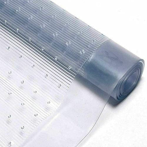 Q&H Vinyl Plastic Carpet Protector Clear Hallway Runner Protection - Guard Floor Surface Paint Work Non-Slip Mat Cover Thick Film Roll - Transparent Area Rugs, Office Chair, Grippers (7FT x 27)