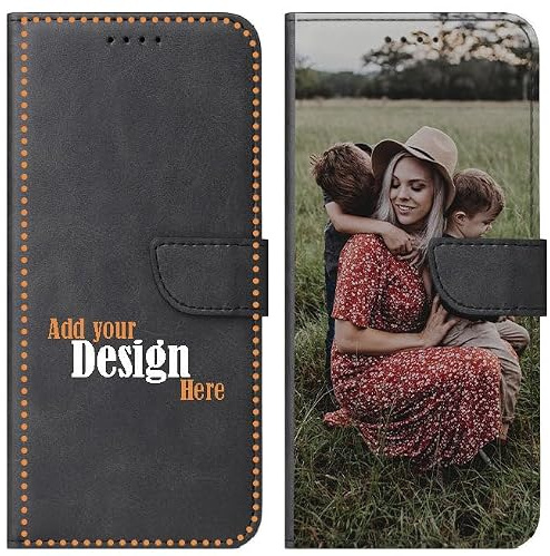 CoverHeld Handyhülle für Samsung Galaxy A54 5G Hülle aus Kunstleder mit Lasche schwarz selbst gestalten - Deine Hülle Dein Design - personalisiert mit eigenem Bild Motiv