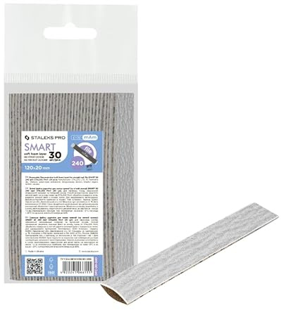 STALEKS PRO Einwegfeilen mit Schaumstoff Papmam für SMART gerade Basis, umweltfreundliches Papier, 30 Stück (Körnung 240)