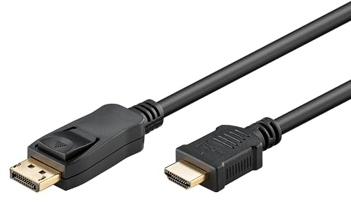 goobay 64836 Cavo adattatore DisplayPort 1.2 a HDMI 1.4 4 K @ 30 Hz/cavo HDMI Ultra High Speed placcato oro per una trasmissione impeccabile del segnale/laptop connettersi a TV, PC e monitor /2 m