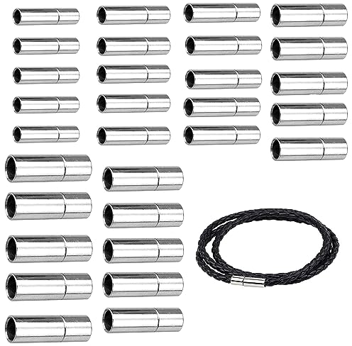 Leder Endkappen zur Schmuckherstellung 30 Stück Schnur Endkappen Lederband Verschluss Armband Verschlüsse Rohr Endverschluss für Leder Seil Halskette Armband Schnalle (2MM/2.5MM/3MM/4MM/5MM/6MM)