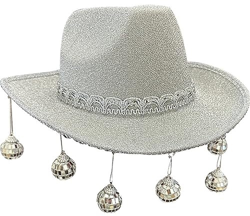 Ppmter Disco-Cowboy-Hut, Glitzer, Disco-Kugel, Cowgirl-Hut für Damen und Herren, Nachtclub, Karneval, Party, Cosplay, Kostüm