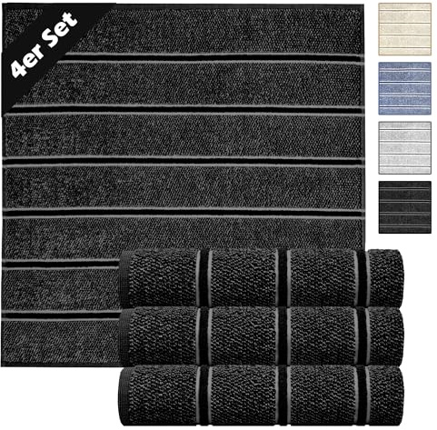 Lashuma Küchenhandtuch Frottee 50x50 cm, Lyon 3er Set Trockentücher Schwarz | Aus 100% Baumwolle in schwerer 440 gsm Qualität, saugstarkes Handtuch für Küche, Hände und zum Abtrocknen