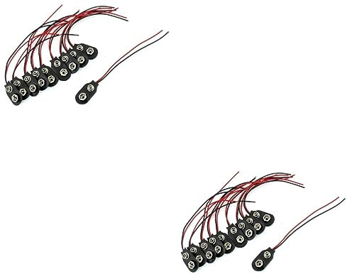 OSALADI 2 Juegos De Conectores De Batería De 9 V con Clip De Cable De Plástico Resistente Y Metal. No Incluye Batería. 10 Unidades.
