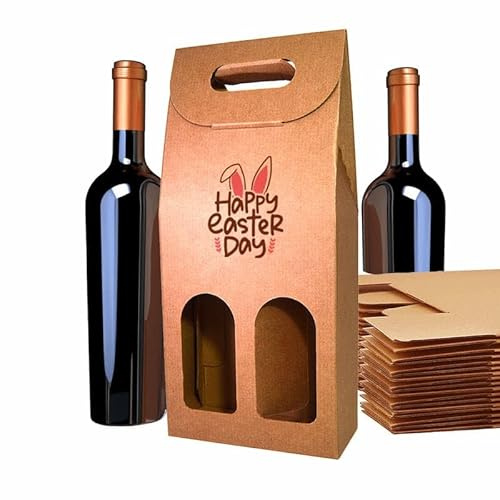 25 leere Kraftkartons für 2 Weinflaschen – Verpackung für Weinflaschen für Ostern, Hasenboxen, Osterboxen