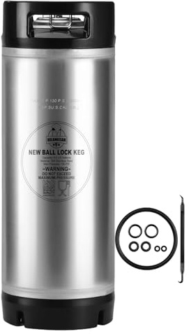 Hilangsan Ny 1,78 liter Keg Corny Keg, rostfritt stål Cornelius fat med kullåsknappsbeslag, 5 gallon ölfat med dubbla gummihandtag, kullåsfack för hembryggning