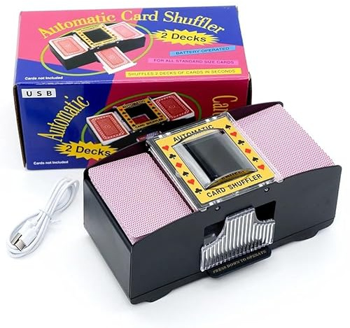 Mélangeur de cartes à 2 jeux automatiques, fonctionne avec des piles USB/AA, pour fête de famille, poker, blackjack, UNO