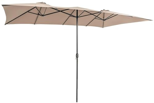 HESHEQ Sonnenschirm 455 * 245cm Marktschirm Kurbel-Schirm Strandschirm windfest stabil UV-Schutz Aluminium UV50+ Sonnenschutz for Balkon,Garten,Terrasse